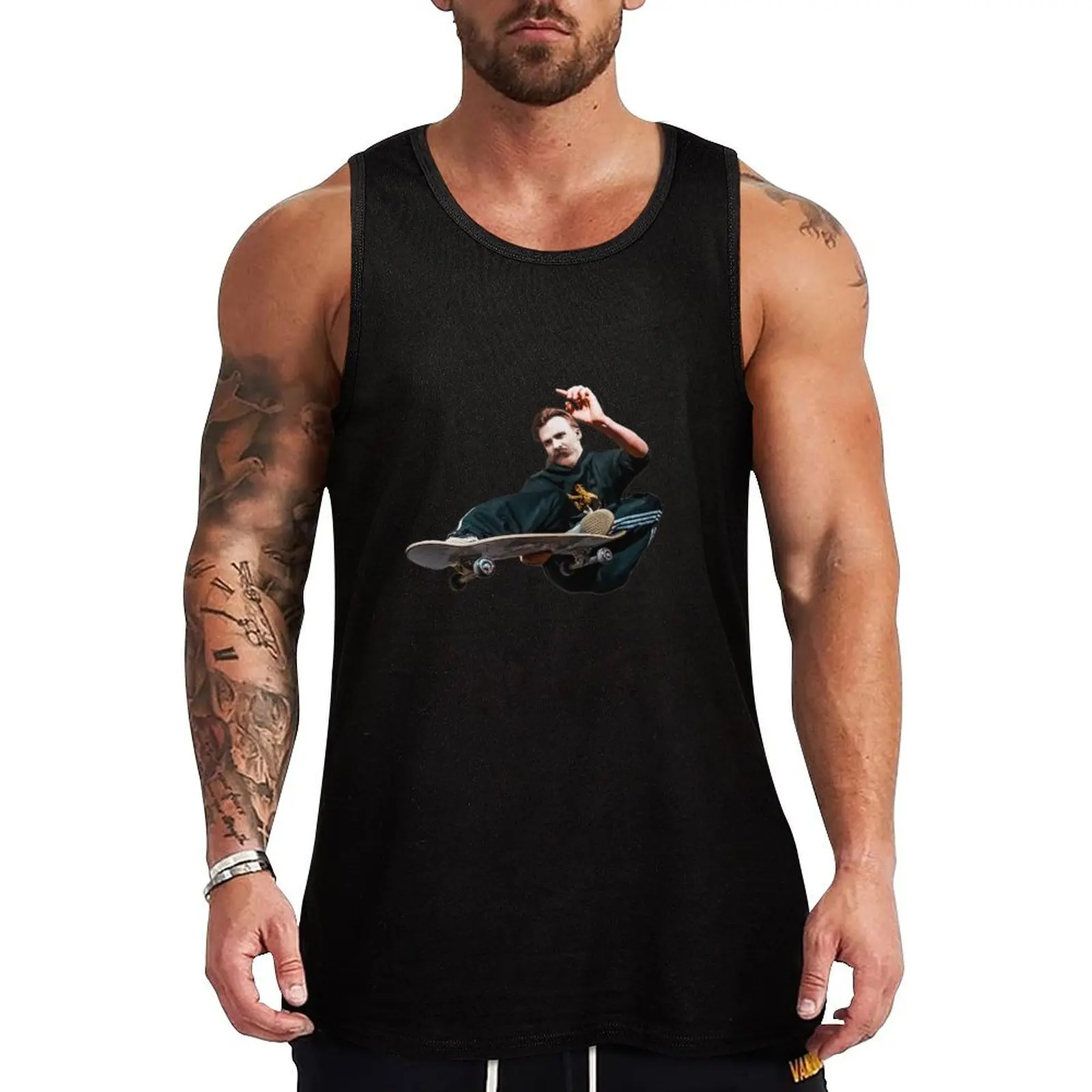 

Skateboarding Nietzsche Tank Top gym t shirt men T-shirt for fitness Sleeveless top Men's t-shirt