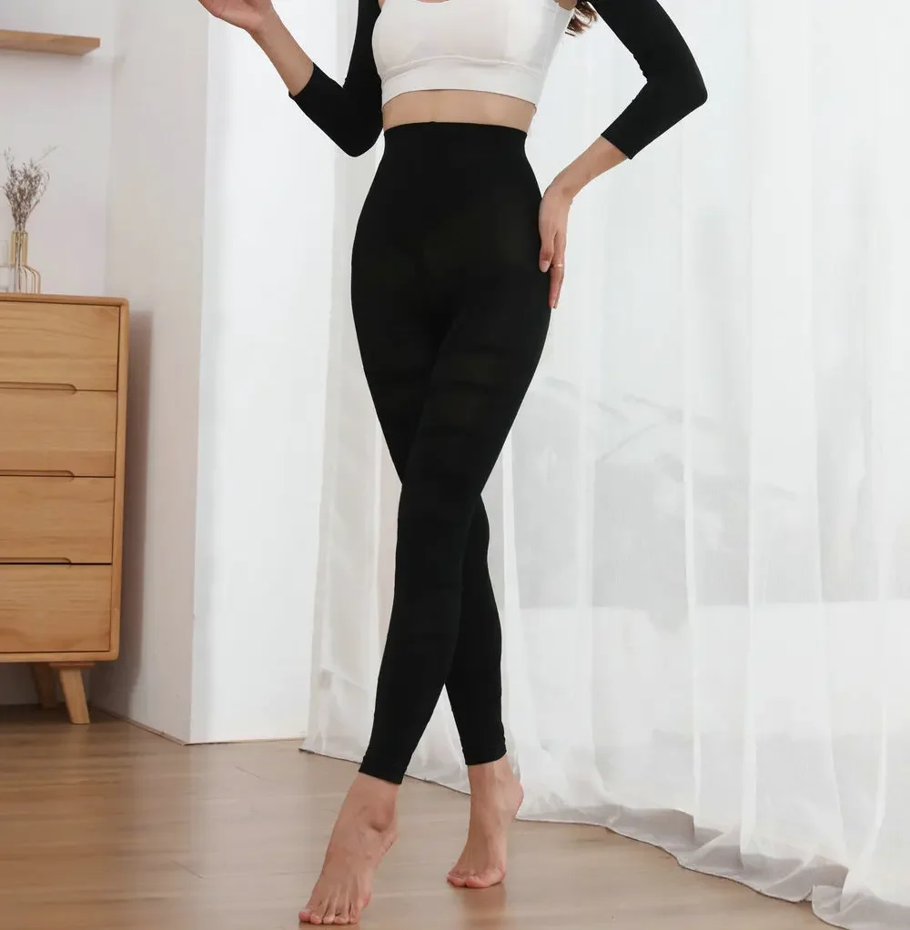 3XL Large Size High Waist Slimming Leggings Women Seamless Pressure Pants Cropped Elastic Thin Leg Tight Abdominal Compression