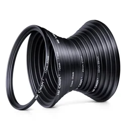 K&F Concept 18pcs Lens Filter Step Up Ring 37-82mm and Step Down Ring 82-37mm Set Camera Accessories Canon Nikon Sony Camera