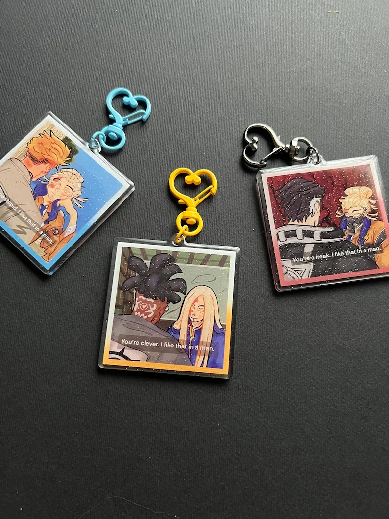Square comic panel acrylic keychain, cartoon character keychain, transparent bag pendant backpack keychain