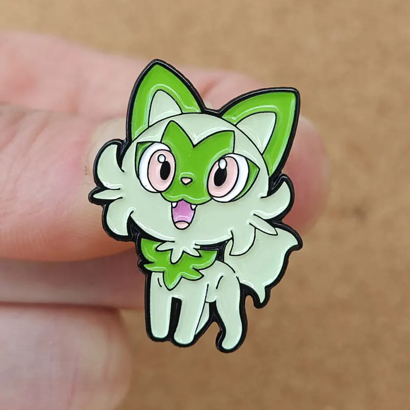 Pokemon Sprigatito Anime Brooch For Backpacks Enamel Pin Cute Cat Metal Brooch Pin For Women Badges Pin Brooches Jewelry Gifts