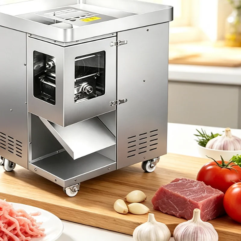 Automatic One Pass Meat Shred Machine For Pork Strips Lamb Slices Chicken Breast Fillet Cutting