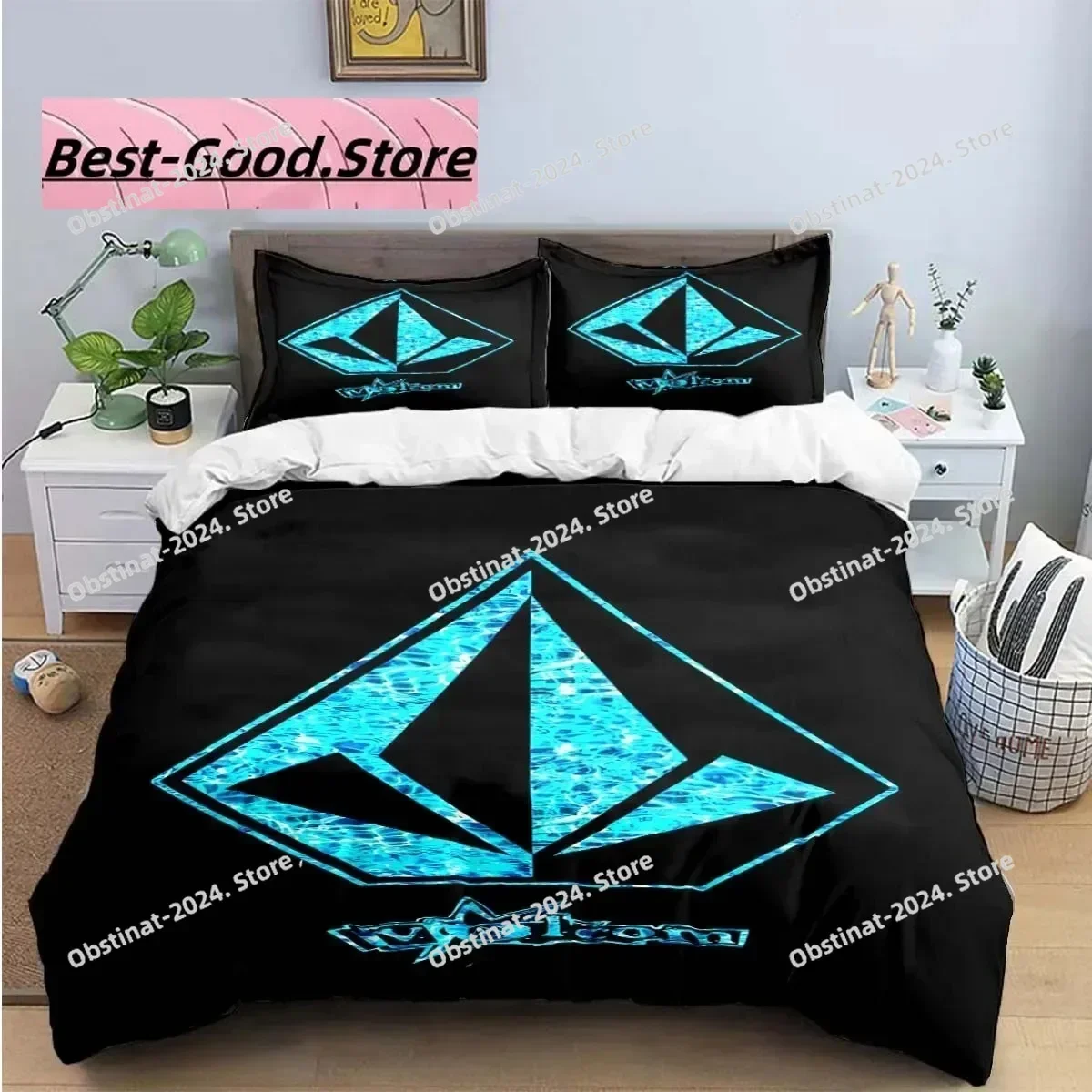 Fashion Exquisite V-VOLCOM 3D Printing Comforter Bedding Set,Duvet Cover Quilt Cover Pillowcase,King Queen Size Bedding Set Kid