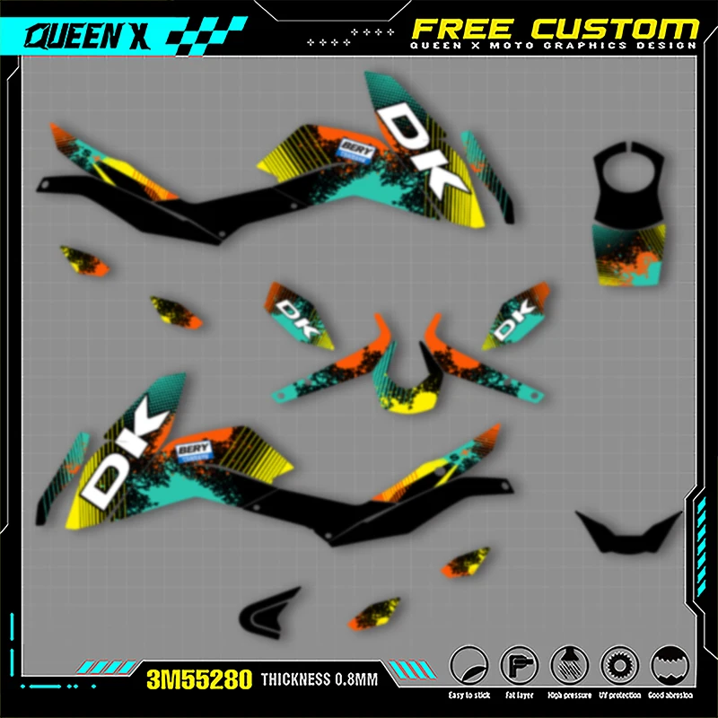 

Queen X MOTOR Graphics Decals Stickers Kits For KTMDUKE125 200 390 2011 2012-2016 Motorcycle Accessories Numer Name Custom 007