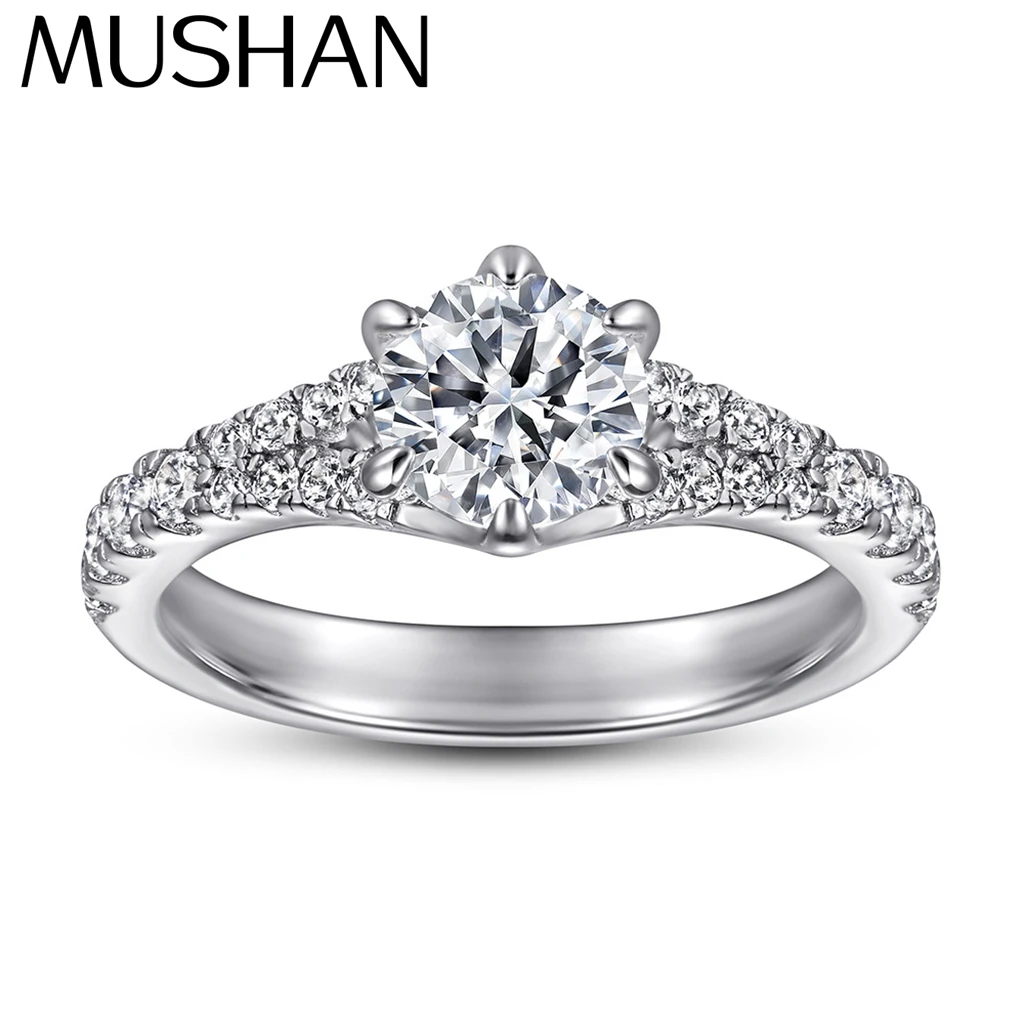 

MuShan Jewelry 925 Sterling Silver Classic Engagement Ring 7A Cubic Zirconia Rings Bands Timeless Anniversary Women Gift