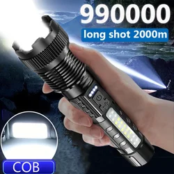 High Power LED Flashlight USB Rechargeable Torch Strong Light Flashlight Long Range Tactical Zoom Lamp Outdoor Camping Lantern