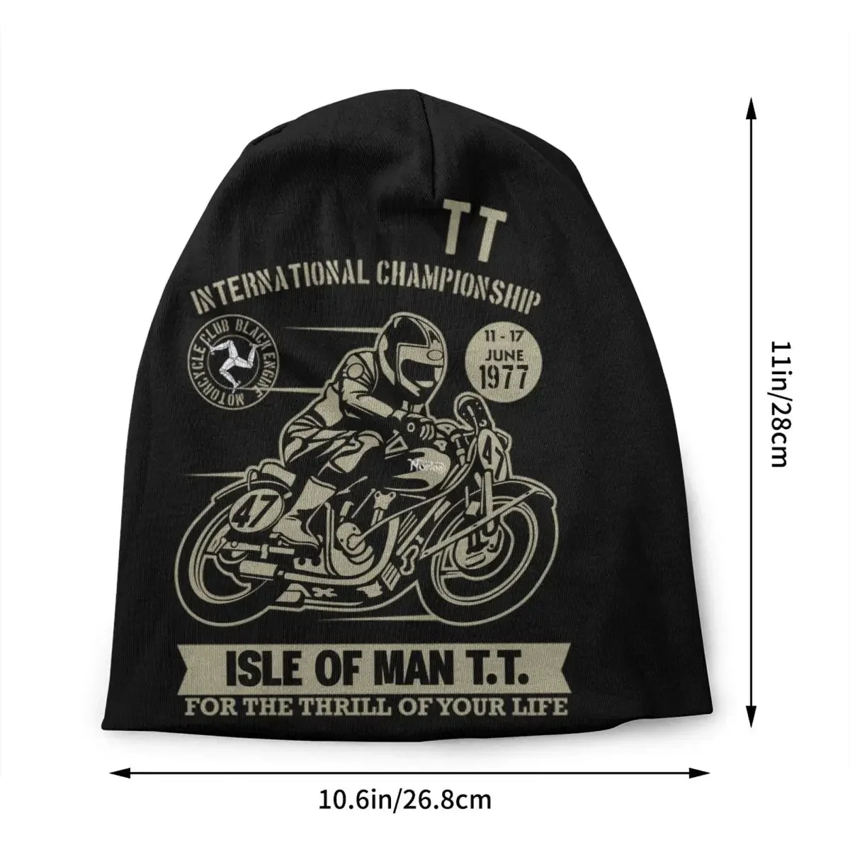 1977 TT Motorcycle Racer Skullies Beanies Caps Winter Knitted Hat Street Adult Isle Of Man Manx Bonnet Hats Outdoor Ski Cap