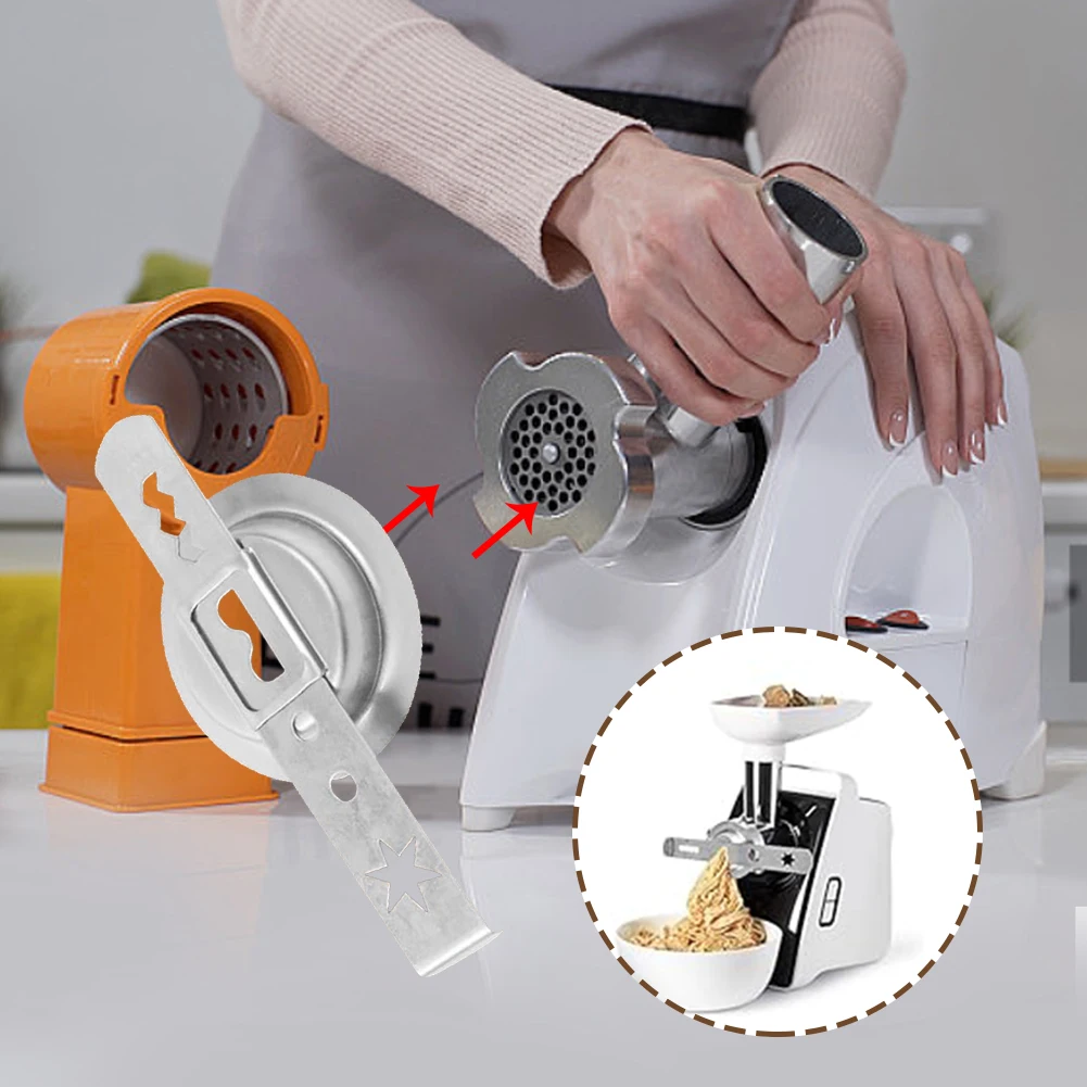 2 Pcs Meat Mincer Attachment Stainless Steel with Connection Ring Cookie Maker Attachment Biscuit Mould for Size 5 Meat Grinder