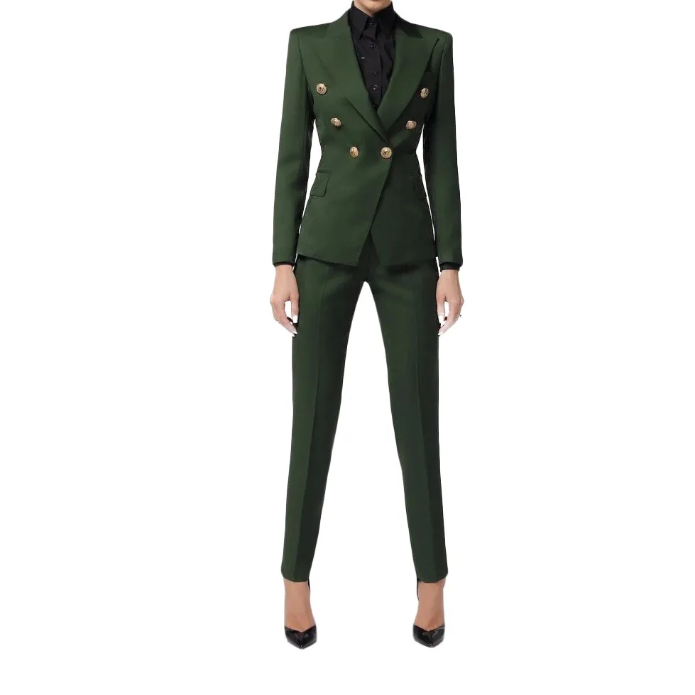 Blazer verde oscuro para mujer, traje ajustado de calle, chaqueta de ocio para fiesta nocturna, ropa de boda, 2 piezas