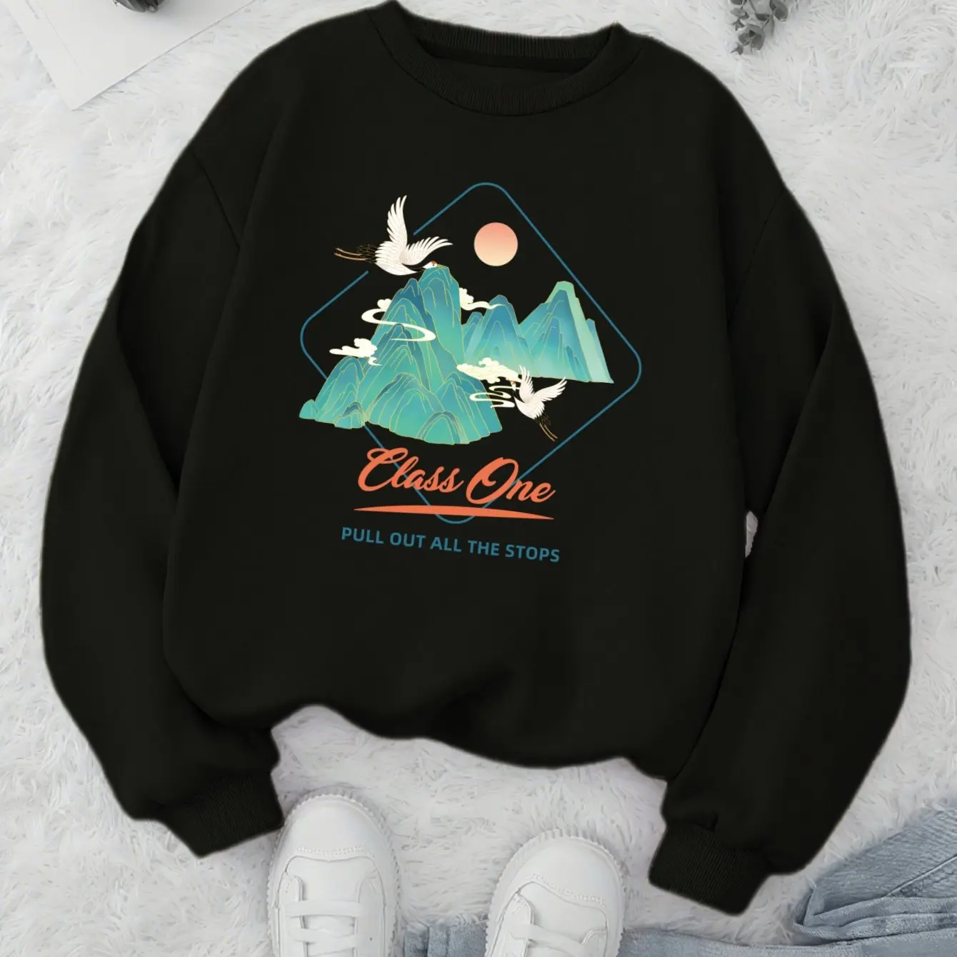 

Unique Geographical Graphic Printing Autumn and Winter Pure Cotton Men's and Women's Sweatshirts Outdoor Sports and Leisure