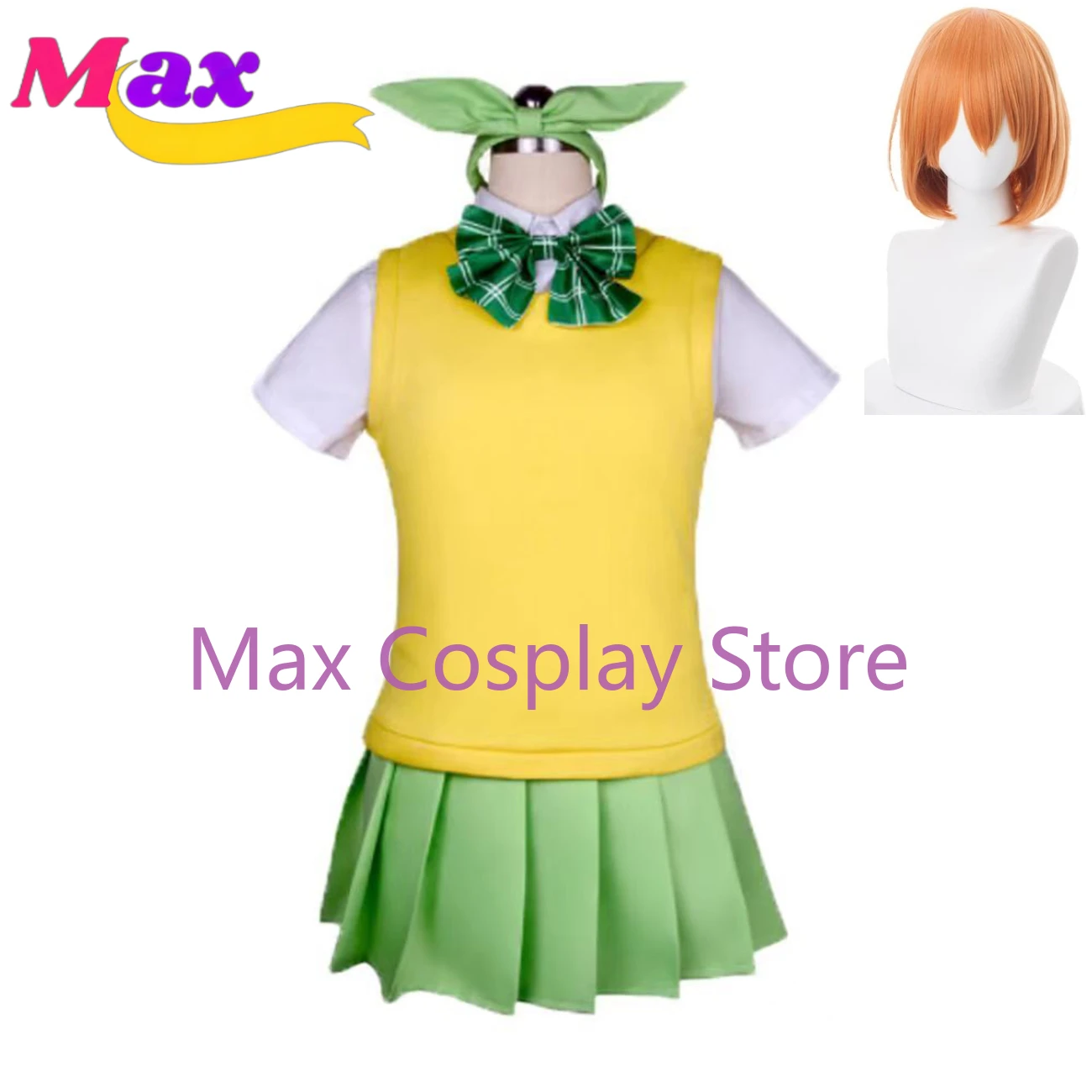 

Max Anime Cos Nakano Yotsuba Cosplay Costume Party Uniform Full Set JK Suit