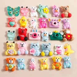 Leslie 10pcs Mix Solid Cute Bear Bird Unicorn Charms Resin Flatback Cabochon Accessories for Nail Art Hair Bows Phone Case