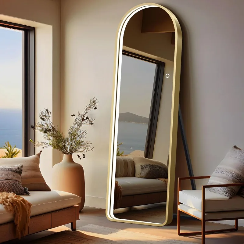 Arched Full Length Mirror with Lights, 64