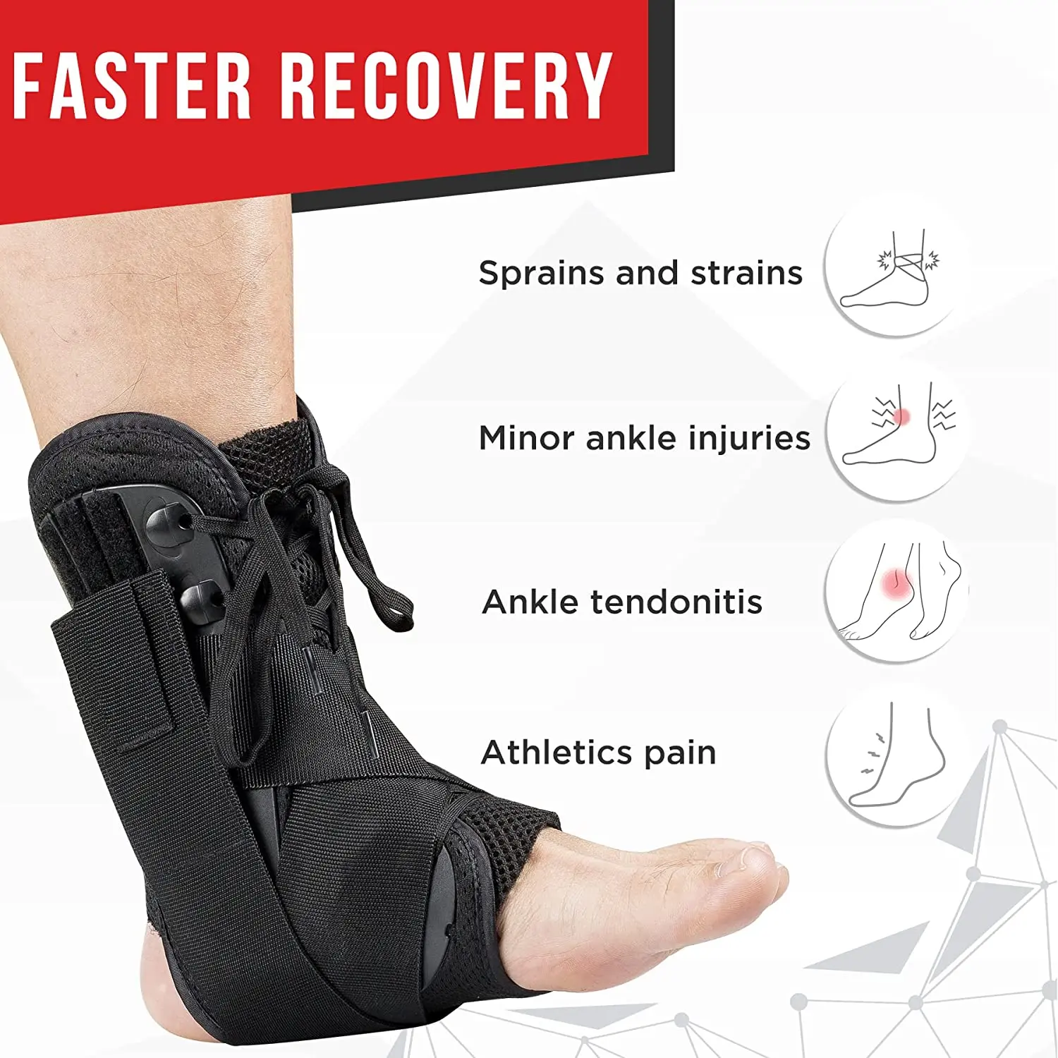 Lace Up Ankle Brace Ankle Stabilizer Brace with Adjustable Ankle Support for Sprained Ankle Injury Recovery Achilles Tendonitis