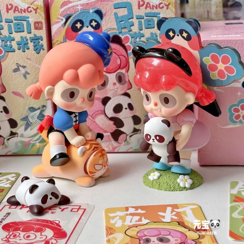 Original Pancy Blind Box Folk Artist Bubbly Matt Gave Panda Sister Girl Cute Hand Table Model Decoration Collect Figurine Toys