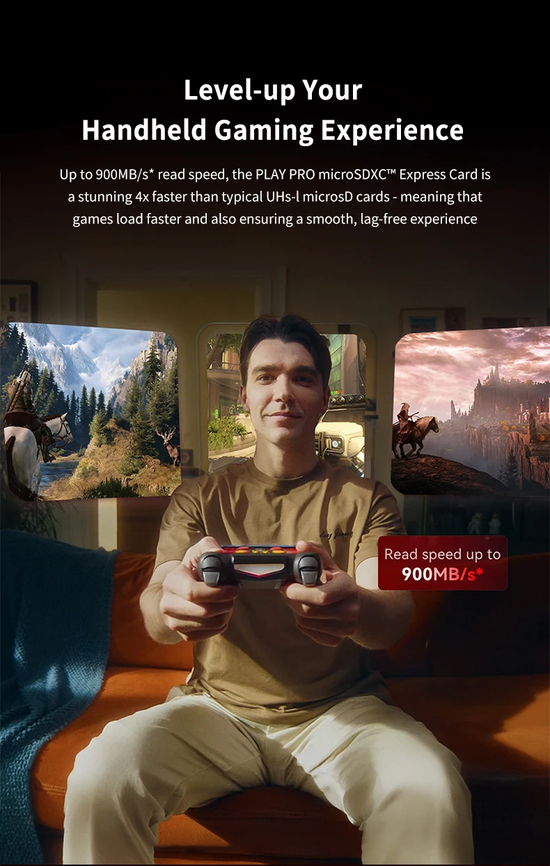 Lexar PLAY PRO MicroSDXC Express Karte 1TB Hochgeschwindigkeits-PCIe Gen3x1 Lesegeschwindigkeit bis zu 900MB/s Speicherkarte für Nintendo Switch 2 – Detail 6