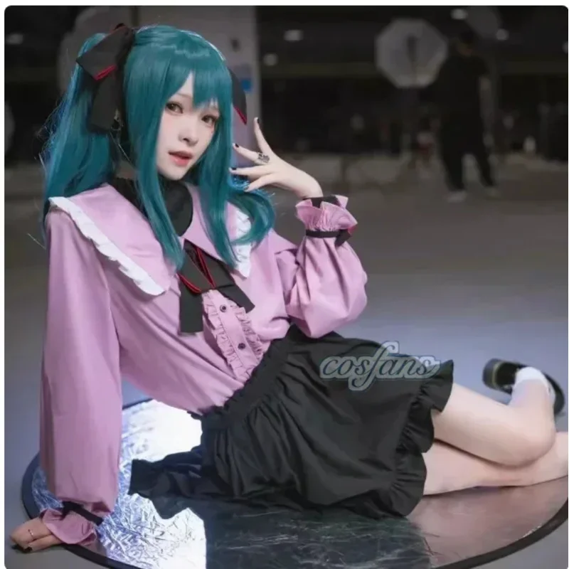 Cyvampiro miku cosplay traje vocaloid vampiro miku figura cosplay terno rosa kawaii vestido bowknot uniforme