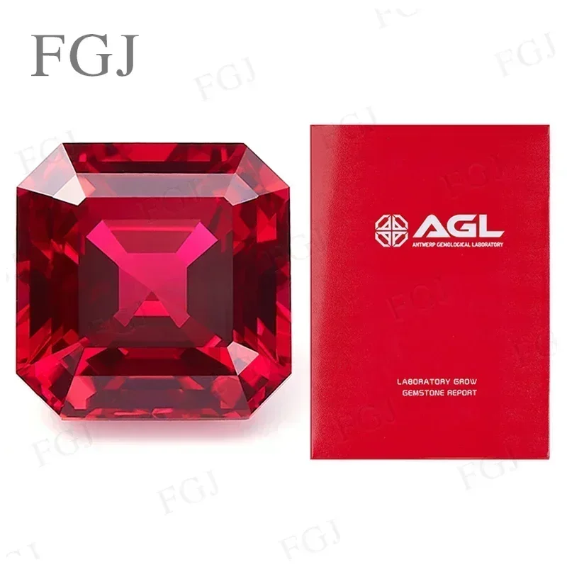 

Asscher Square Cut Lab Grown Ruby Pigeon Blood Red VVS1 Selectable AGL Certificate DIY Gemstone For Rings/Watch Making Materials