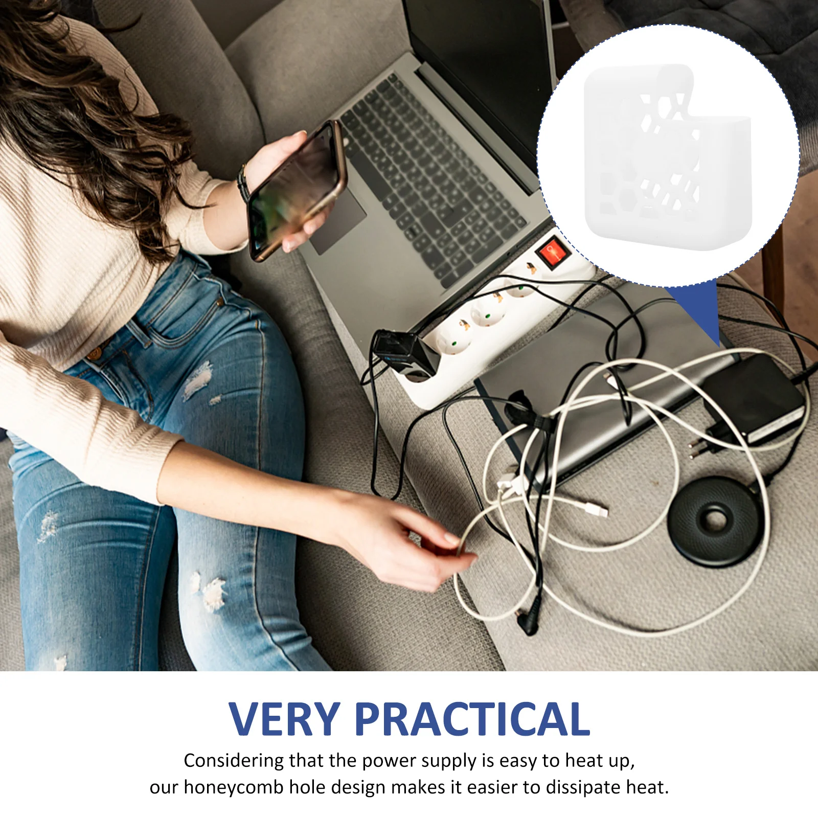 

Power Adapter Casing A1466 A1370 Silicone Case Heat Resistant Honeycomb Holes Practical and Durable Power Adapter Case