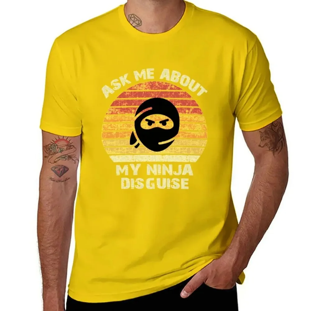 New Retro Ask Me about My Ninja Disguise T-Shirt Anime Printed Clothes Casual Short Sleeve T-Shirt Men\'s Short Sleeve Top