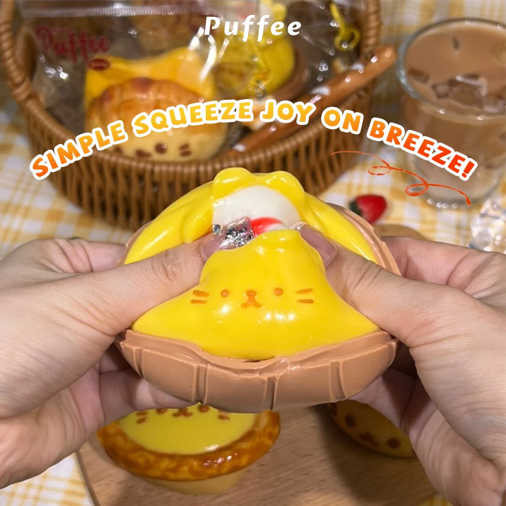 Kitten Cafe Squishy-Spielzeug aus lebensmittelechtem Silikon, handgefertigtes Taba-Squishy, cremiges, weiches, langsam zurückfederndes Quetschspielzeug, Ananasbrötchen – Detail 6