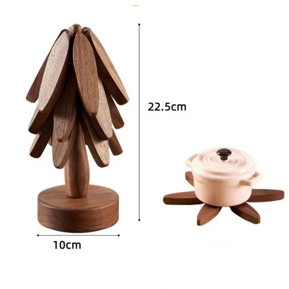4 pçs design de árvore suporte de madeira trivets decorativo anti escaldadura resistente ao calor tapete de mesa coaster placemats de madeira pote