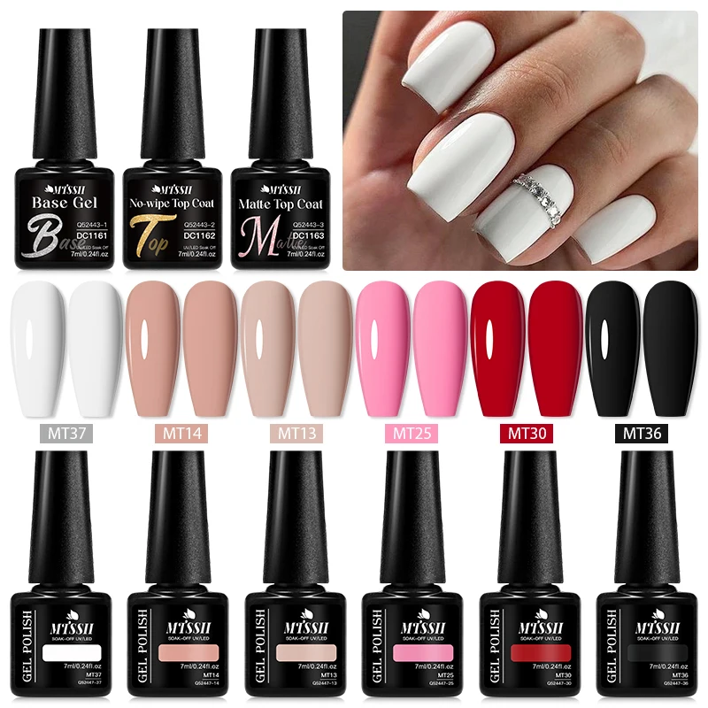 9Pcs/Set Gel Nail Polish Popular Colors Pink Red Black In Autumn Semi Permanent Soak Off UV LED Nail Art Gels Nail Varnish