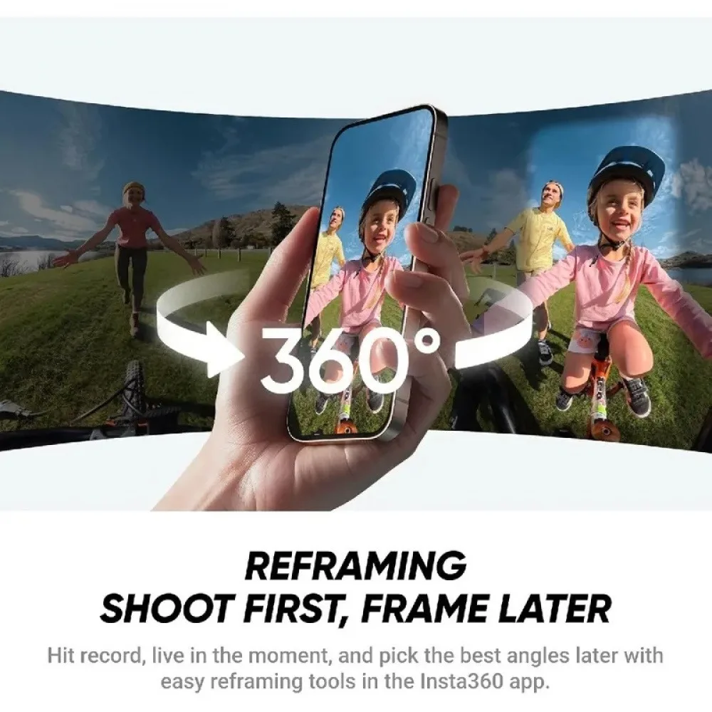 New Lightweight 165g 8K 360 Camera Invisible Selfie Stick Effect Replaceable Lenses Built-in Wind Guard FlowState Stabilization