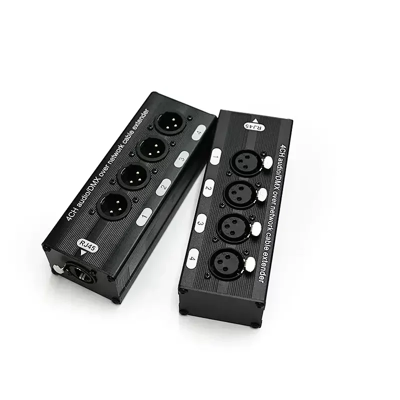 

4-Channel 3-Pin XLR Audio and DMX512 over Network Cable Extender, DMX512 Network Signal Extender Male or Female