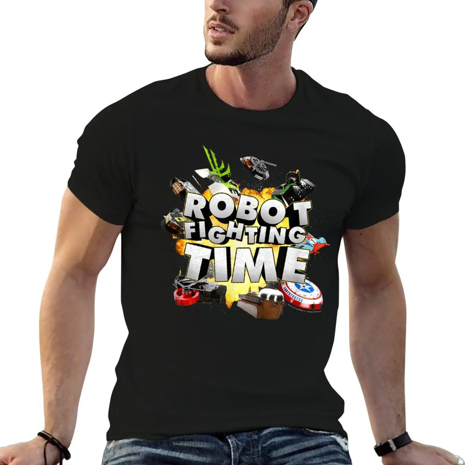 

BattleBots Group Photo Explosion Robot Fighting Time T-Shirt printed t shirts for man t shirt custom print T-Shirt