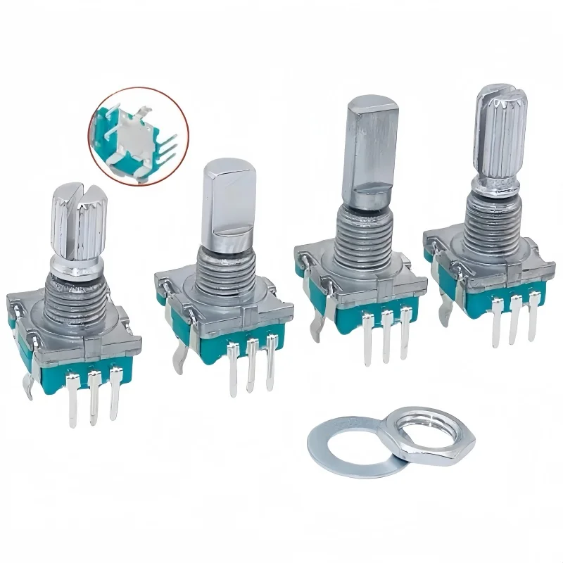 10pcs EC11 360 Degree Rotary Encoder Coding Switch Digital Potentiometer Push Button 5Pins 20 Position 15/20mm Half Plum Shaft
