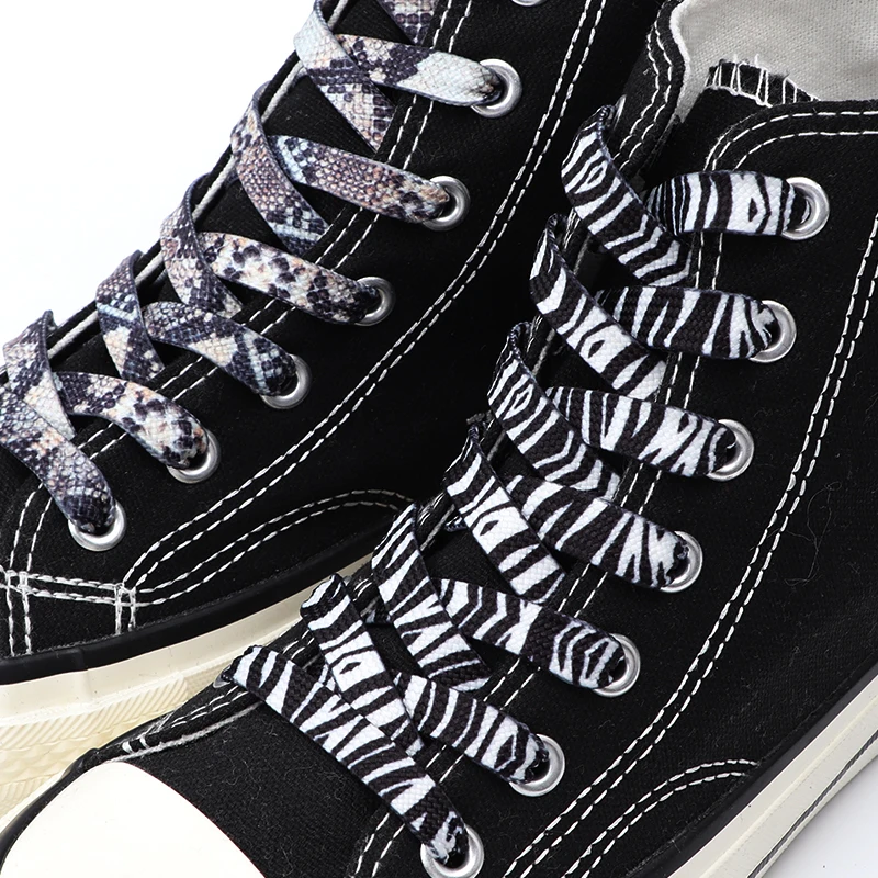 Flat Animal Print Shoe Laces Zebra Leopard Tiger Pattern Replacement Shoelaces Printed Laces for Sneakers Skate Board Shoes