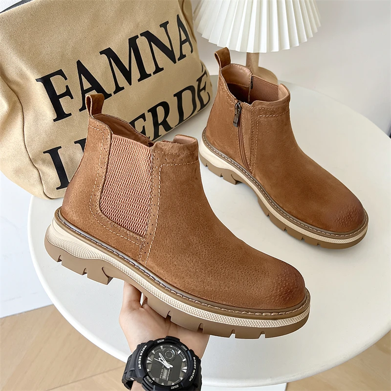 Men's Chukka Boots Waterproof Leather Casual Lace Up Ankle Oxford Boots Daily Dress Shoes For Men image 4