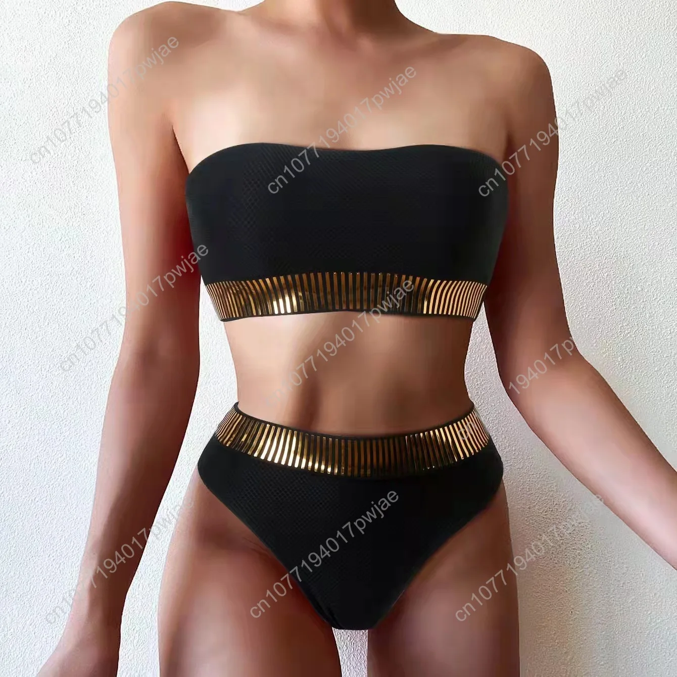 

Sexy solid color high waist split bikini women's swimsuit