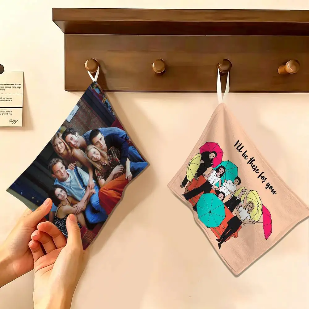

American TV Series Friends Polyester Cotton Hand Wiping Towel, Hanging Design, Durable for Household Restaurant Toilet Use