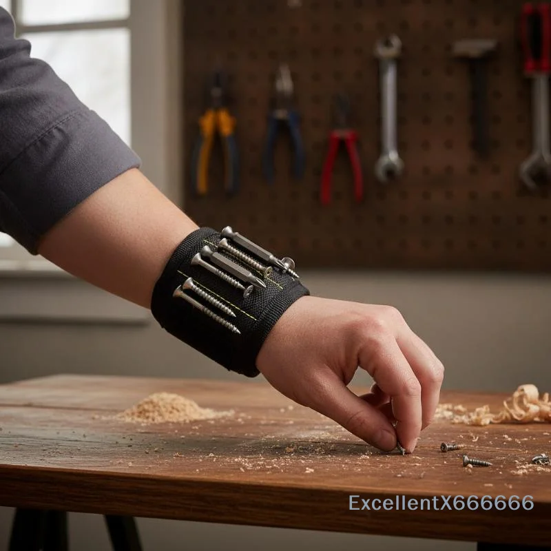 Heavy-Duty Magnetic Wrist Strap Adjustable Magnet Holder for Screws Nails Easy to Use for Home Furniture Assembly Jobs