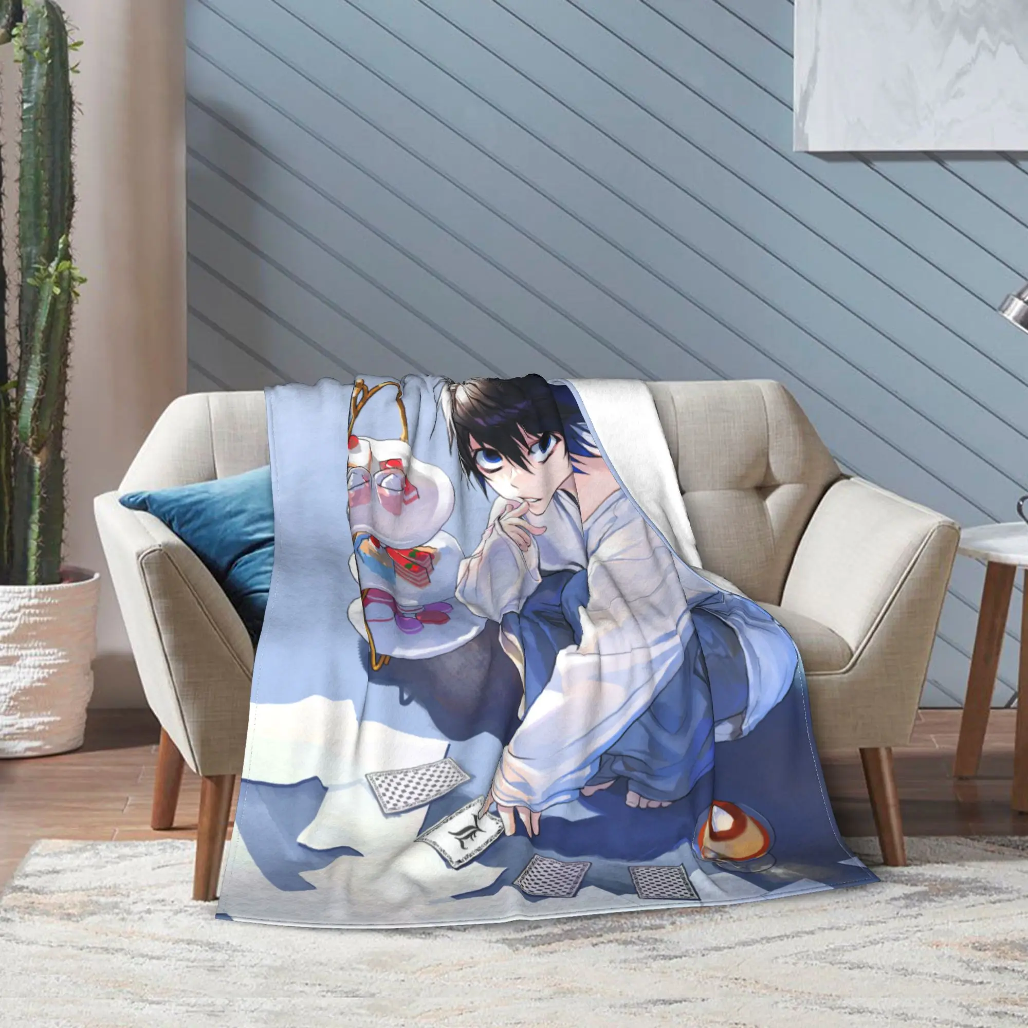 L Lawliet Death Notes Anime Blankets Fleece Textile Decor  Portable Ultra-Soft Throw Blanket for Sofa Outdoor Rug Piece