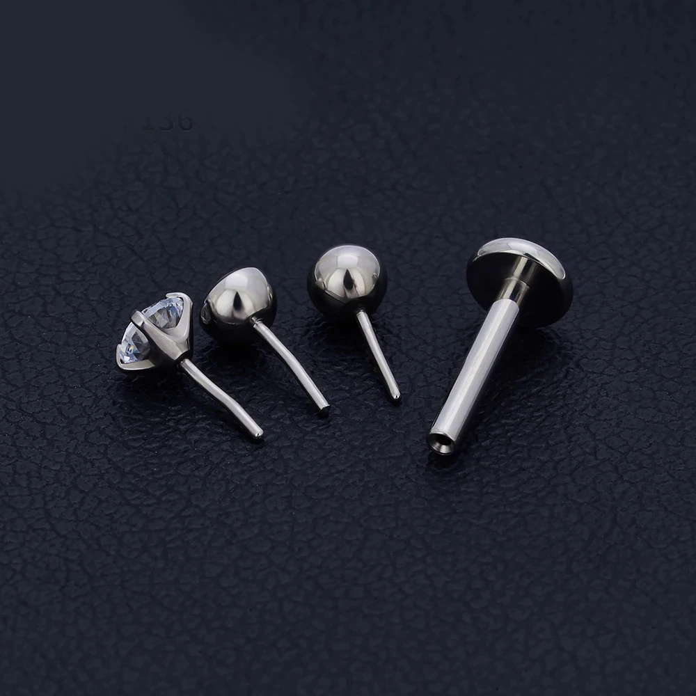 10 Stück 20/18/16g G23 Titan Piercing CZ Lippen-Labret-Ohrringe Set Lippenstecker Ring Tragus Freier Spiral-Knorpel-Schmuck für Frauen – Detail 6