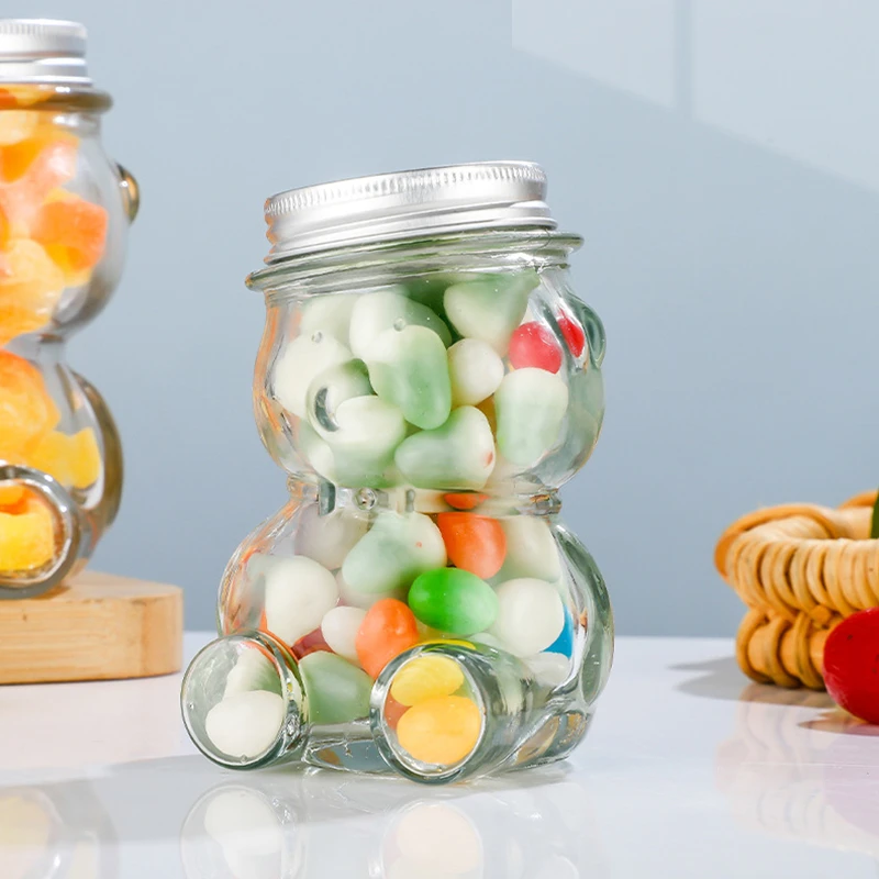 200 Pieces Lovely Bear Glass Honey Jar 50/80/150/300ML Candy Bottle Seasoning Bottle Glass Bottle Fruit Sauce Jar Party Gifts