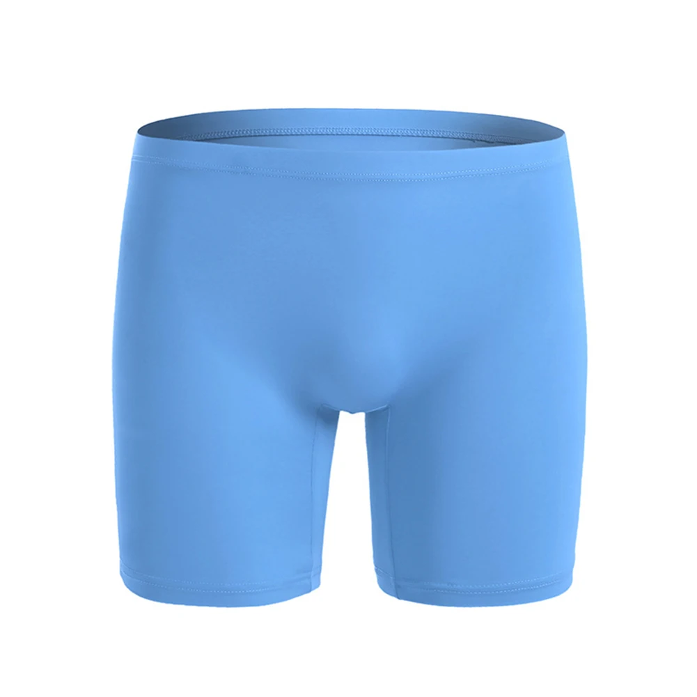 

Sexy Men Ice Silk Long Leg Briefs Breathable Elastic Pouch Underwear Shorts Trunks Underpants Seamless Lengthen Short Pant