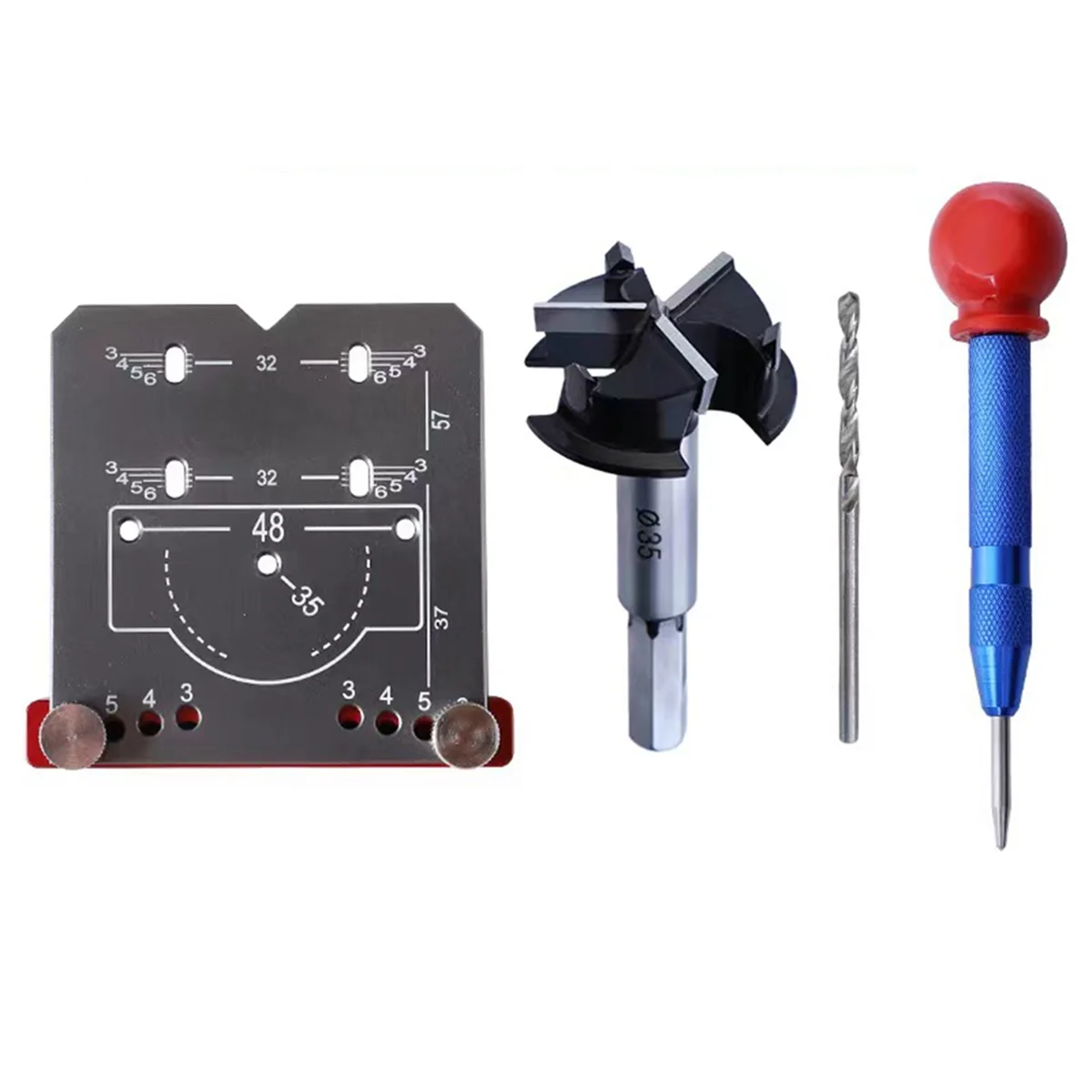 Woodworking Concealed Hinge Jig Kit Aluminium Alloy 35mm Hinge Hole Template Jig for Door Cabinets Hinges Mounting