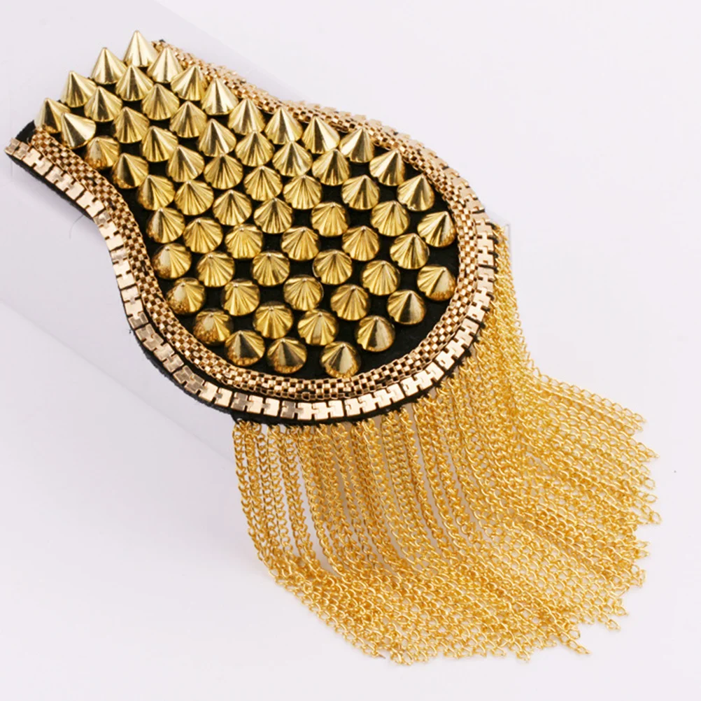 

NUOBESTY Tassel Epaulettes Shoulder Pad for Women Men Costume Jacket Accessory Chunky Skull Trim Stage Uniform