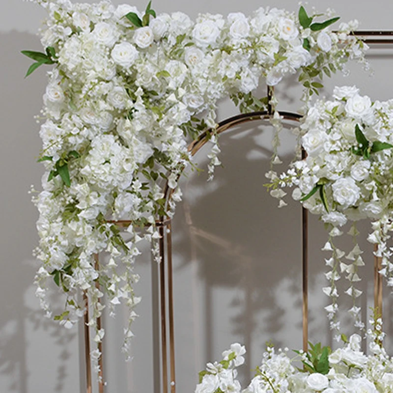 Hydrangea Artificial Rose Flower Wedding Decoration Flower Row Floral Stage Backdrop Arrangement Orchid Runner Flower Arch Decor