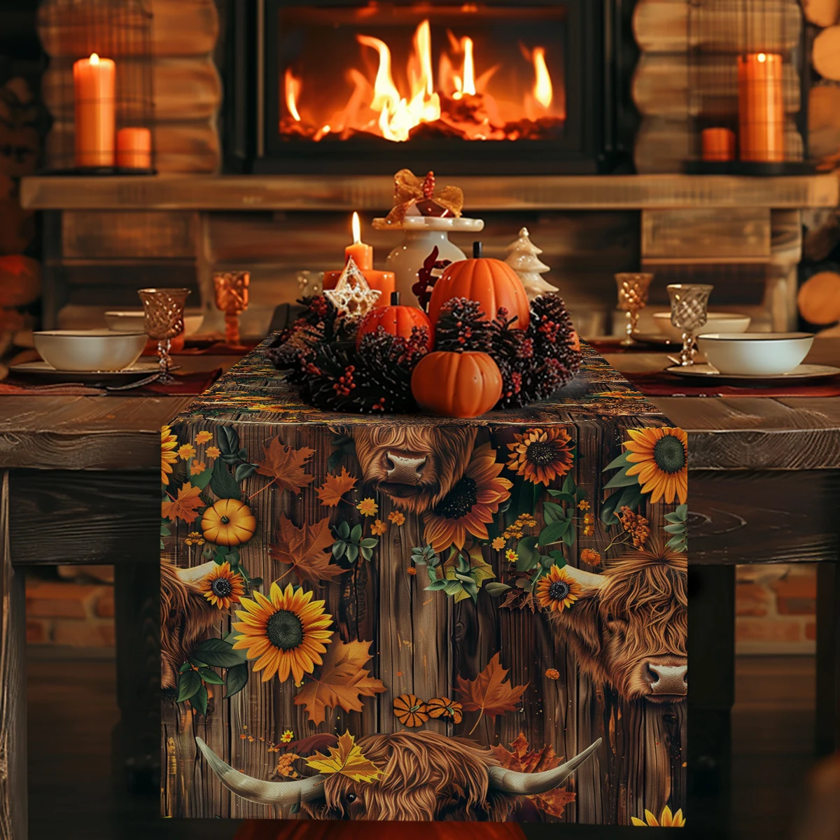 

Autumn Farmhouse Table Runner Dresser Decor for Kitchen Holiday Party Table Runners Home Dining Room Kitchen Table Decoration