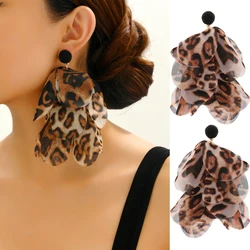 Bohemian Leopard Print Flower Big Dangle Earrings For Women Girl Trendy Luxury Vintage Fairy Wedding Party Jewelry Accessoies