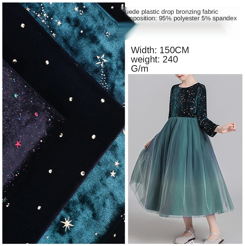 Korean Velvet Fabric Gold Velvet Polyester Stretch Gold Diamond Velvet Starry Sky Constellation Clothing Home Textile 50x150cm