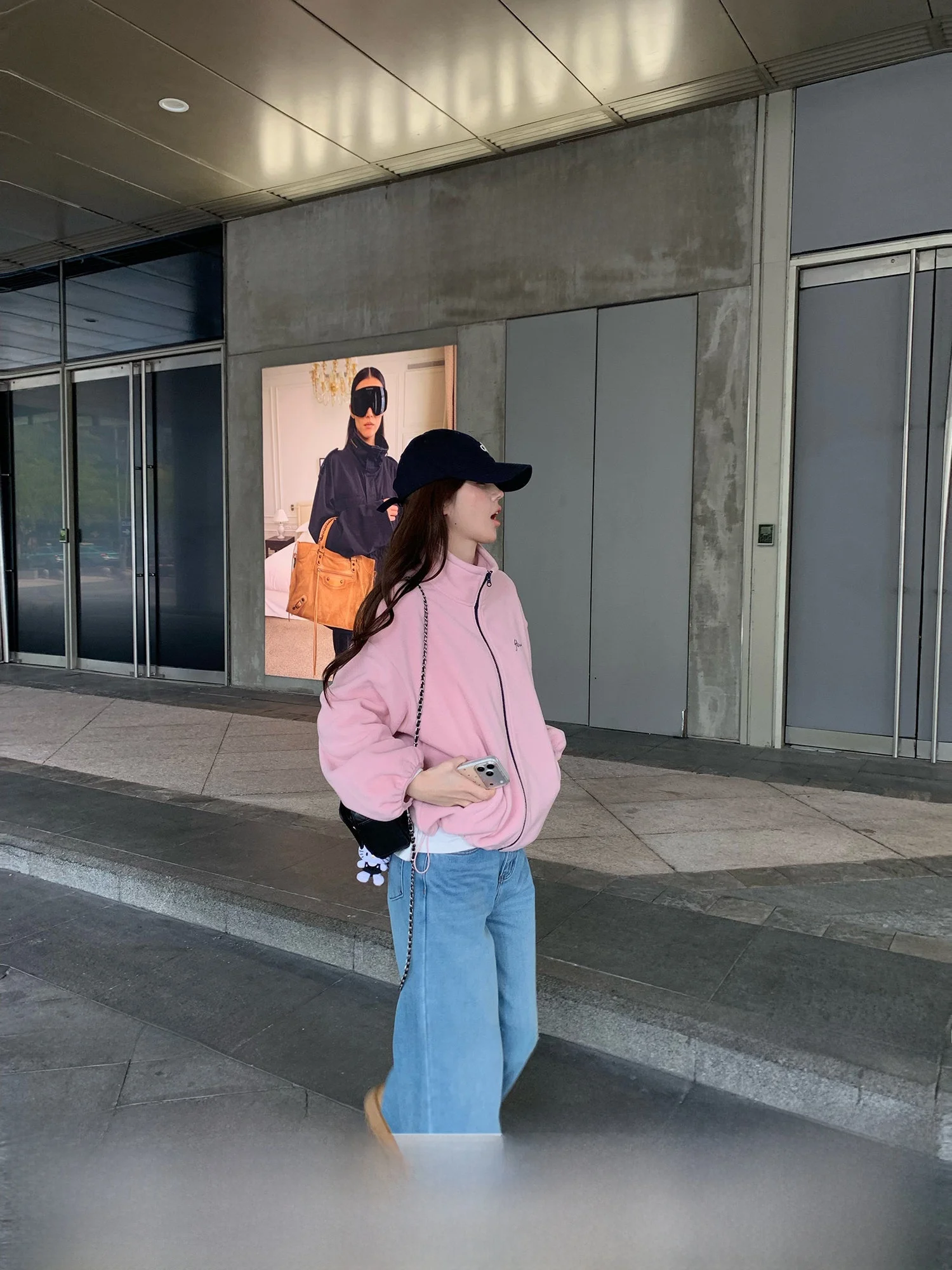 

Джинсы с высокой талией и широкими штанинами в корейском стиле, из денима, на флисовой подкладке, повседневные, свободного кроя, синие, для женщин, из дышащего хлопка