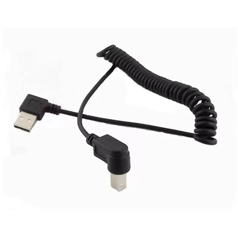 3FT/1M USB 2.0 A Male To B Angled Male 90 Degree Stretching Spring Cable For Printer Scanner Hard Disk 2pcies/lot