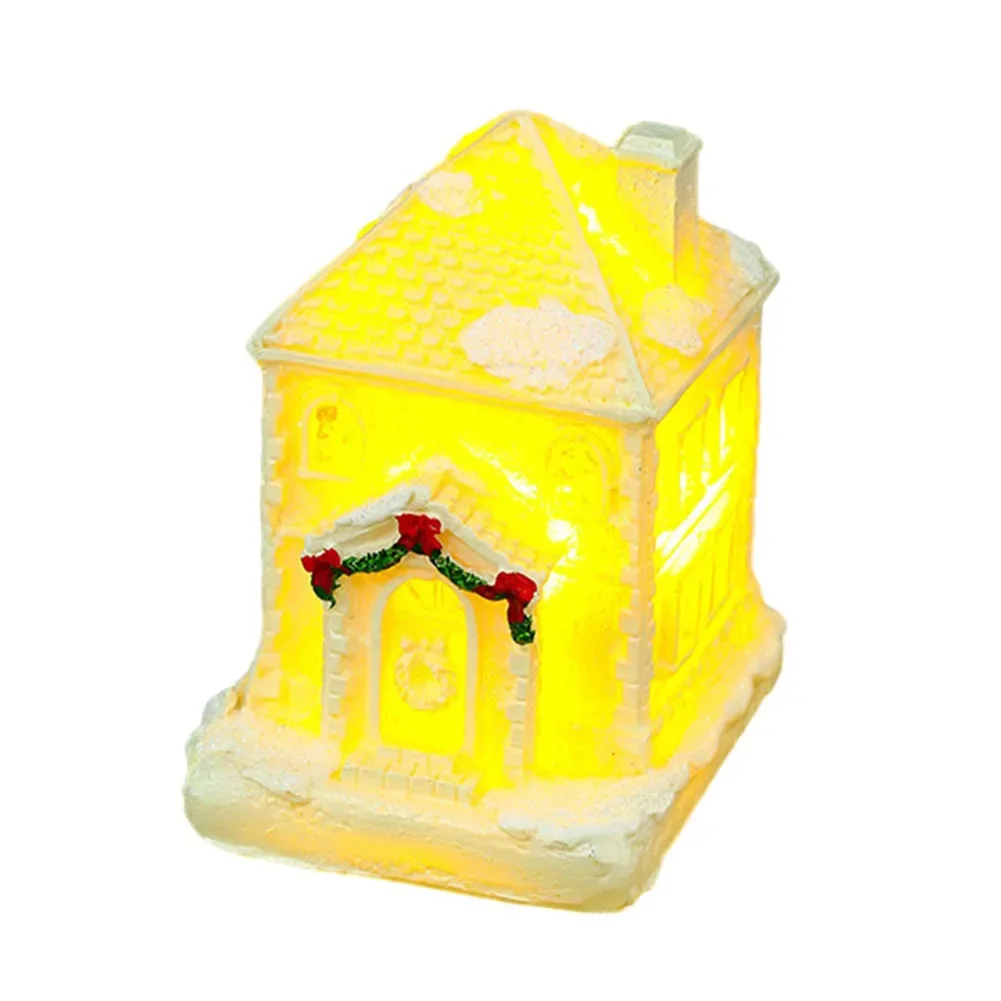 Christmas House Decoration Landscape Ornament Present Resin Versatile White + LED Light 1 Pcs 9*7*5.5cm Easy To Use