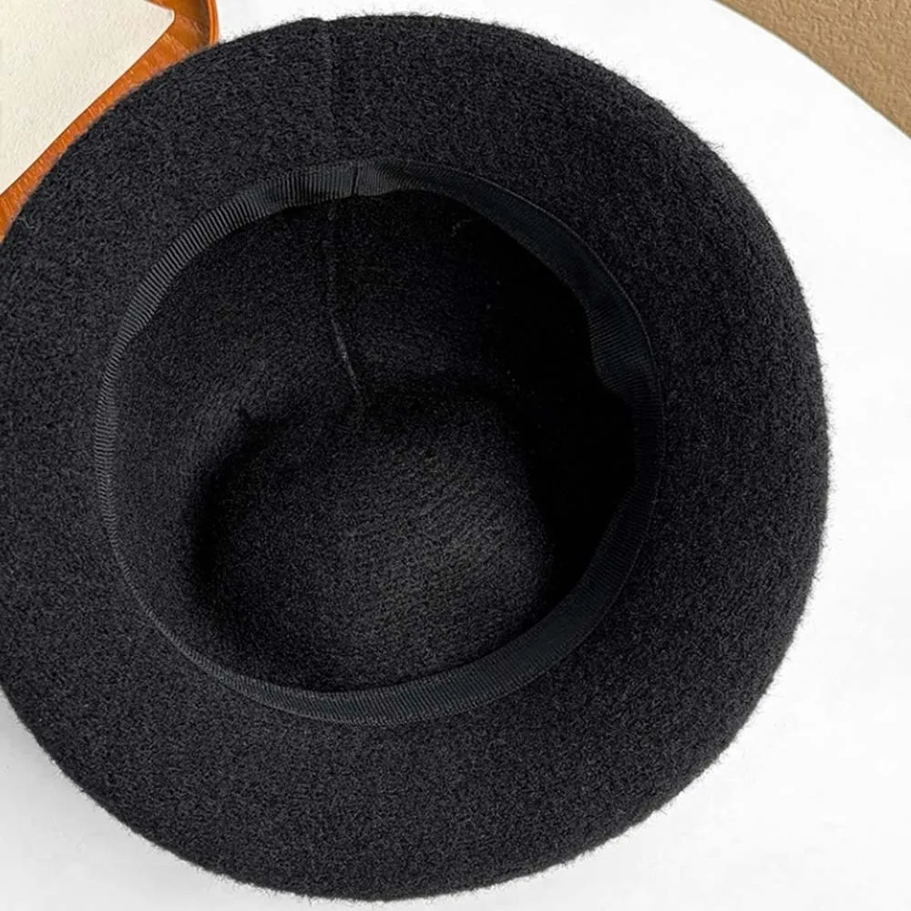 Live Show Vintage Looking Woolen Rolled Edge Cap Beret Bow British Top Hat Retro Warmer Woolen Formal Hat Performances